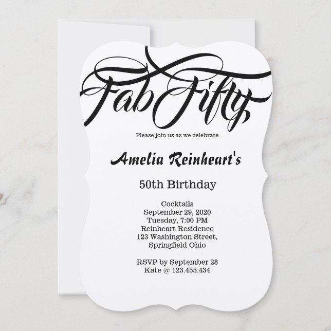 Invitación Fiesta de cumpleaños Fab Fifty 50 (Anverso)