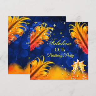 Invitación Fiesta de Cumpleaños Fabulosa Champán Azul Dorado 