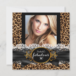 Invitación Fiesta de Cumpleaños Fabulosa de 30 Dorado Leopard