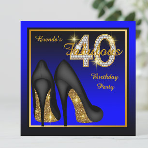 Invitación Fiesta de cumpleaños fabulosa de 40 años en azul r