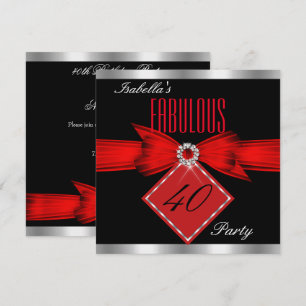 Invitación Fiesta de cumpleaños fabulosa de 40 años en rojo, 