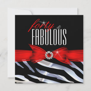 Invitación Fiesta de Cumpleaños Fabulosa de 40 Rayas Negras y
