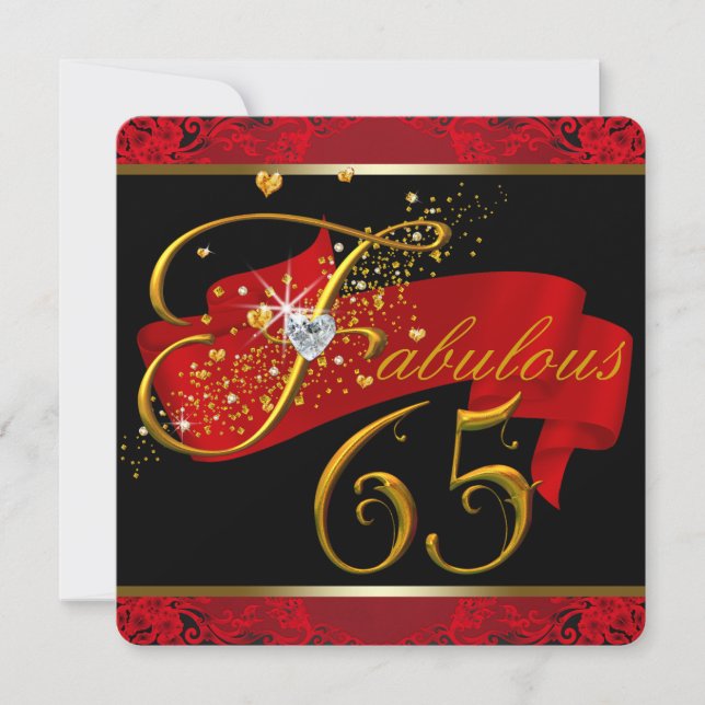 Invitación Fiesta de cumpleaños fabulosa de 65 años de mujer  (Anverso)