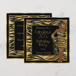 Invitación Fiesta de cumpleaños fabulosa de los 30 Black Gold