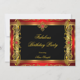 Invitación Fiesta de Cumpleaños Fabulosa de Rojo Negro y Dora