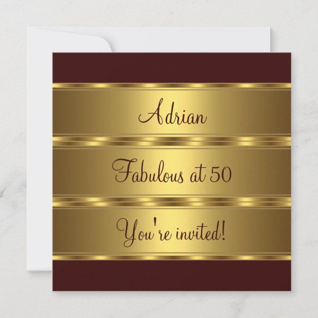 Invitación Fiesta de cumpleaños fabulosa número 50 marrón y d (Anverso)