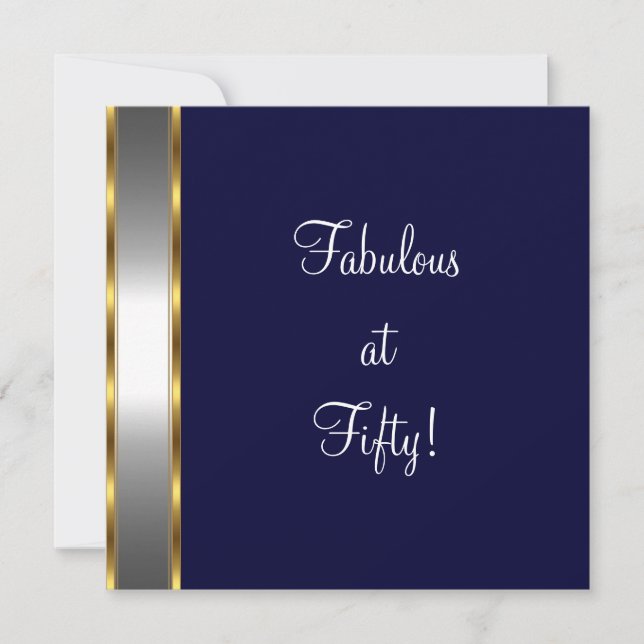 Invitación Fiesta de cumpleaños fabulosa número 50 Navy Blanc (Anverso)