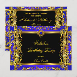 Invitación Fiesta de Cumpleaños Fabuloso Azul Real Negro Dora