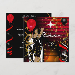 Invitación Fiesta de Cumpleaños Fabulosos 50 Cincuenta Años E