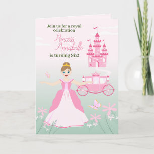 Invitación Fiesta de Cumpleaños Fantasía Princesa Rosa