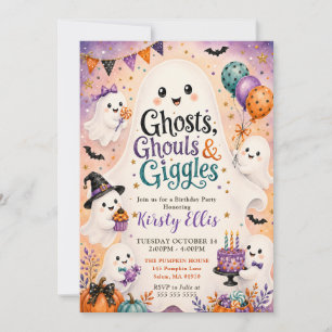 Invitación Fiesta de cumpleaños Fantasmas, Duendes y Risas