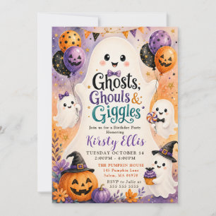 Invitación Fiesta de Cumpleaños Fantasmas, Duendes y Risas