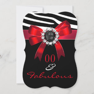 Invitación Fiesta de Cumpleaños Fantástica Cebra Roja Negra y