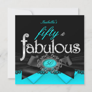 Invitación Fiesta de Cumpleaños Fantástico 50 Azul Turquesa N