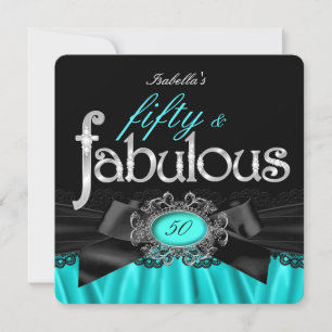 Invitación Fiesta de Cumpleaños Fantástico Seda Azul Teal con