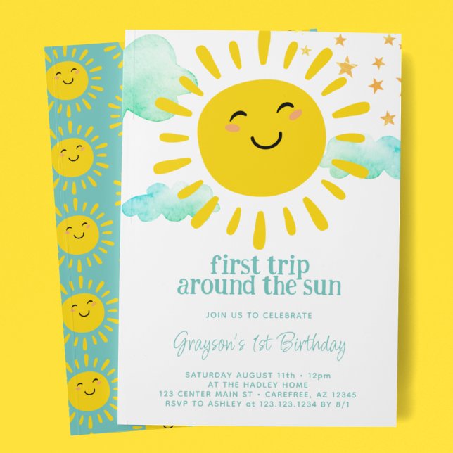 Invitación Fiesta de cumpleaños Feliz Sol 1er año (Subido por el creador)