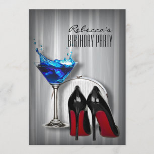 Invitación fiesta de cumpleaños femenina con tacones de suela