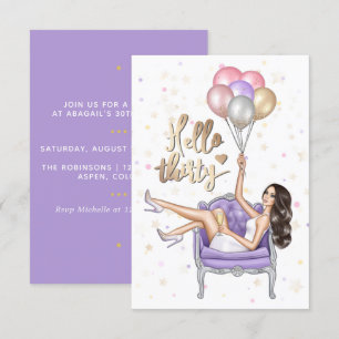Invitación Fiesta de cumpleaños femenina de 30 años