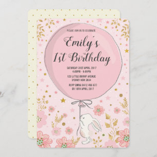 Invitación Fiesta de cumpleaños femenina del conejo de