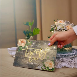 Invitación Fiesta de cumpleaños Fiesta de madera rústica Flor