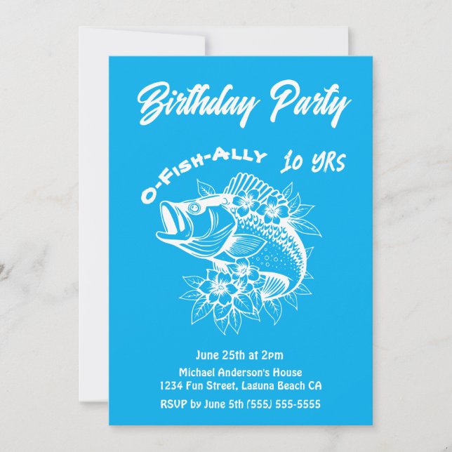 Invitación Fiesta de Cumpleaños-Fish (Anverso)