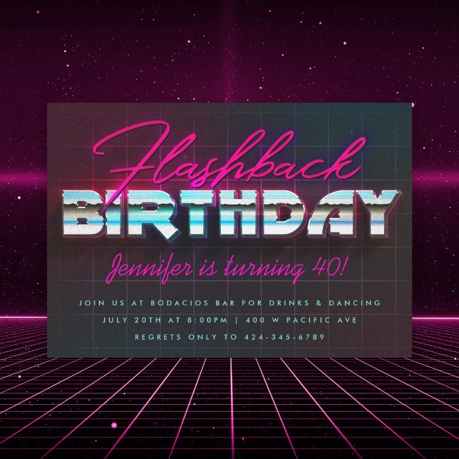 Invitación Fiesta de cumpleaños Flashback de Retro 80 (Subido por el creador)