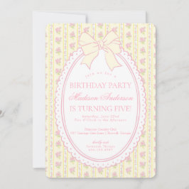 Invitación Fiesta de Cumpleaños Floral Antiguo Amarillo Paste
