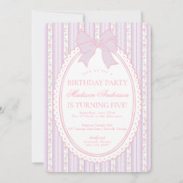 Invitación Fiesta de Cumpleaños Floral Antiguo Morado Pastel