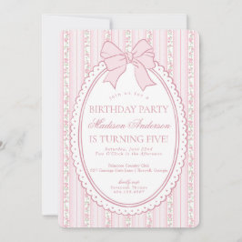 Invitación Fiesta de Cumpleaños Floral Antiguo Rosa Pastel El