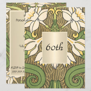 Invitación Fiesta de cumpleaños floral Art Deco vintage
