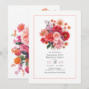Invitación Fiesta de Cumpleaños Floral Brillante