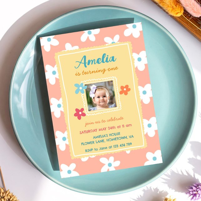 Invitación Fiesta de cumpleaños floral colorida (Subido por el creador)
