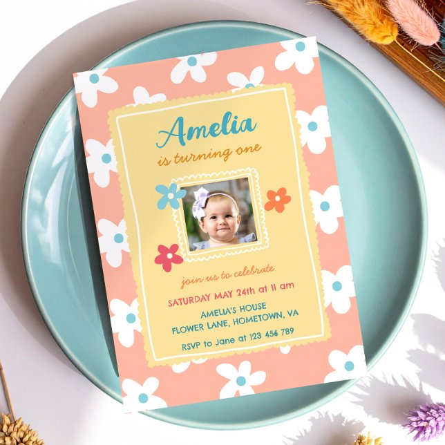 Invitación Fiesta de cumpleaños floral colorida (Subido por el creador)