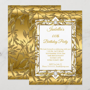 Invitación Fiesta de Cumpleaños Floral Damasco Perla Blanco D