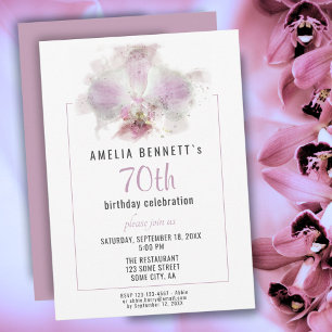 Invitación Fiesta de Cumpleaños Floral de Acuarela de Orquíde