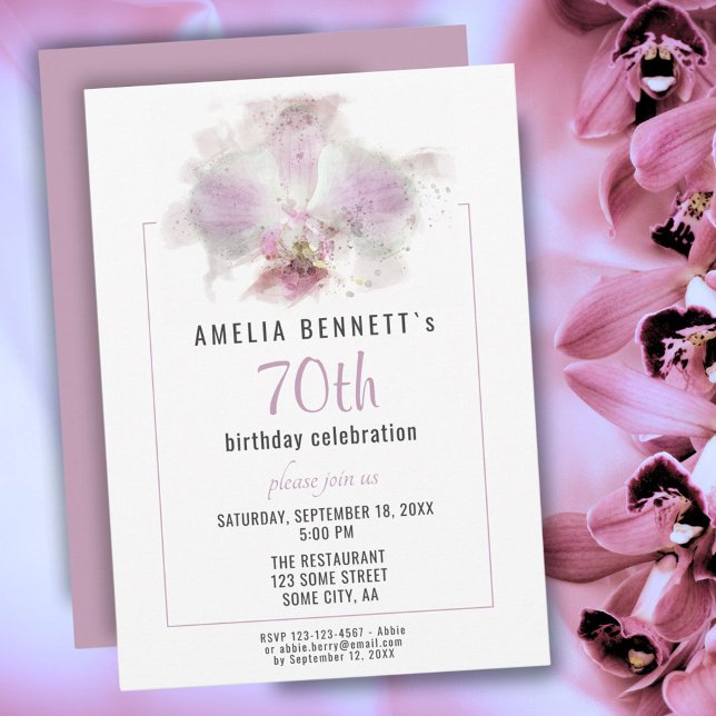 Invitación Fiesta de Cumpleaños Floral de Acuarela de Orquíde (Subido por el creador)