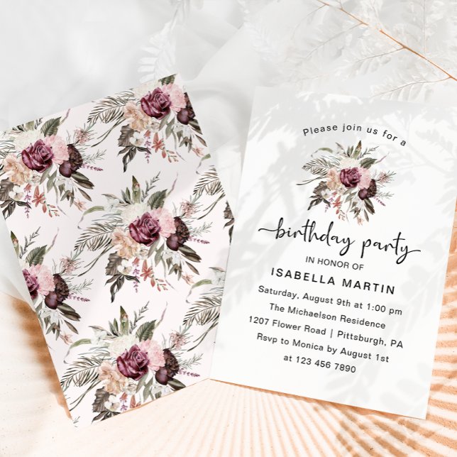 Invitación Fiesta de cumpleaños floral de acuarela rusa (Subido por el creador)