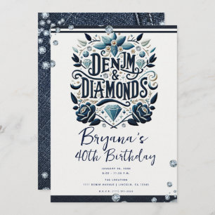 Invitación Fiesta de cumpleaños floral de Denim & Diamonds