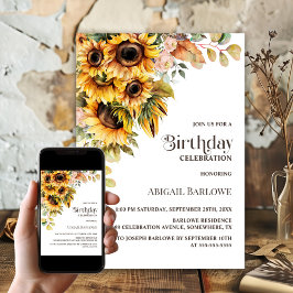 Invitación Fiesta de cumpleaños floral de girasol ruso
