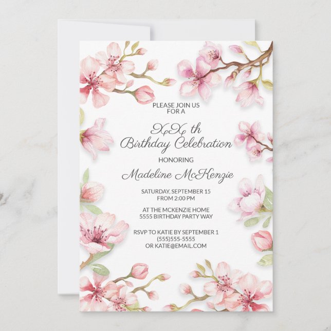 Invitación Fiesta de cumpleaños floral de jardín de primavera (Anverso)