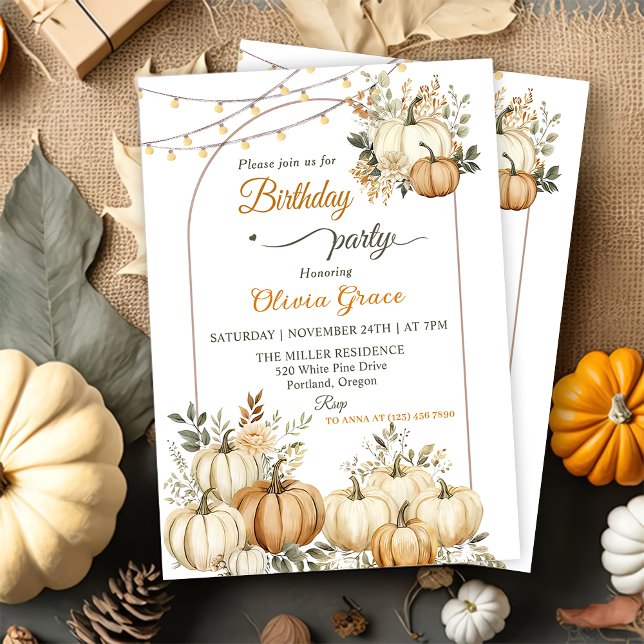 Invitación Fiesta de cumpleaños floral de la Calabaza Rusa Fa (Subido por el creador)
