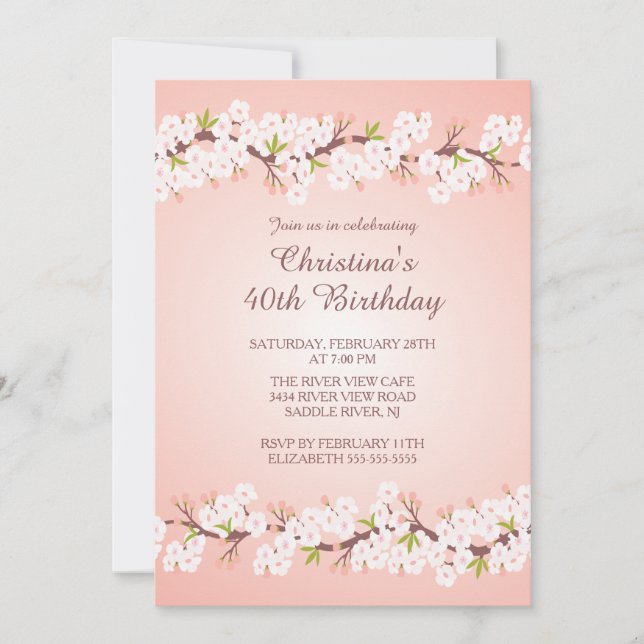 Invitación Fiesta de cumpleaños floral de la flor moderna de (Anverso)