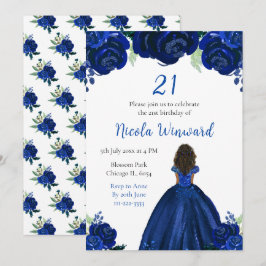 Invitación Fiesta de cumpleaños floral de la Marina Princesa 