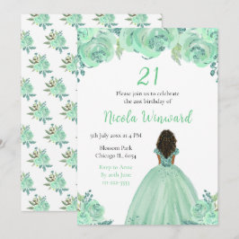 Invitación Fiesta de cumpleaños floral de la princesa de la p