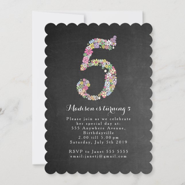 Invitación Fiesta de cumpleaños floral de los chicas de la (Anverso)