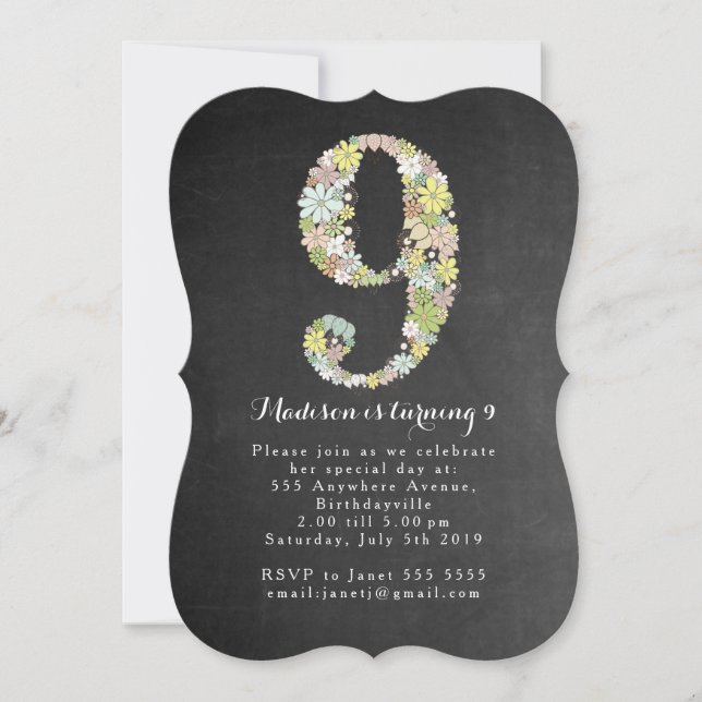 Invitación Fiesta de cumpleaños floral de los chicas de la (Anverso)