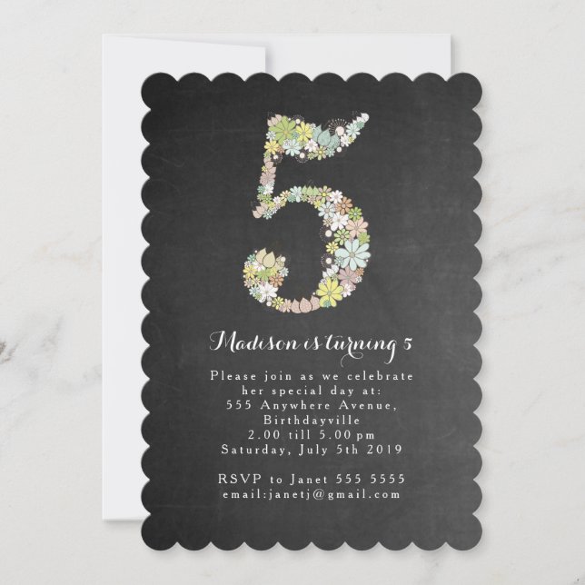 Invitación Fiesta de cumpleaños floral de los chicas de la (Anverso)