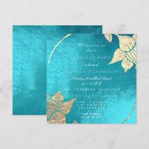 Invitación Fiesta de cumpleaños floral de Ocean Turquoise Cha