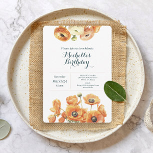 Invitación Fiesta de cumpleaños floral del Jardín Blanco y el