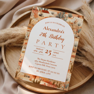 Invitación Fiesta de Cumpleaños Floral del Sudoeste